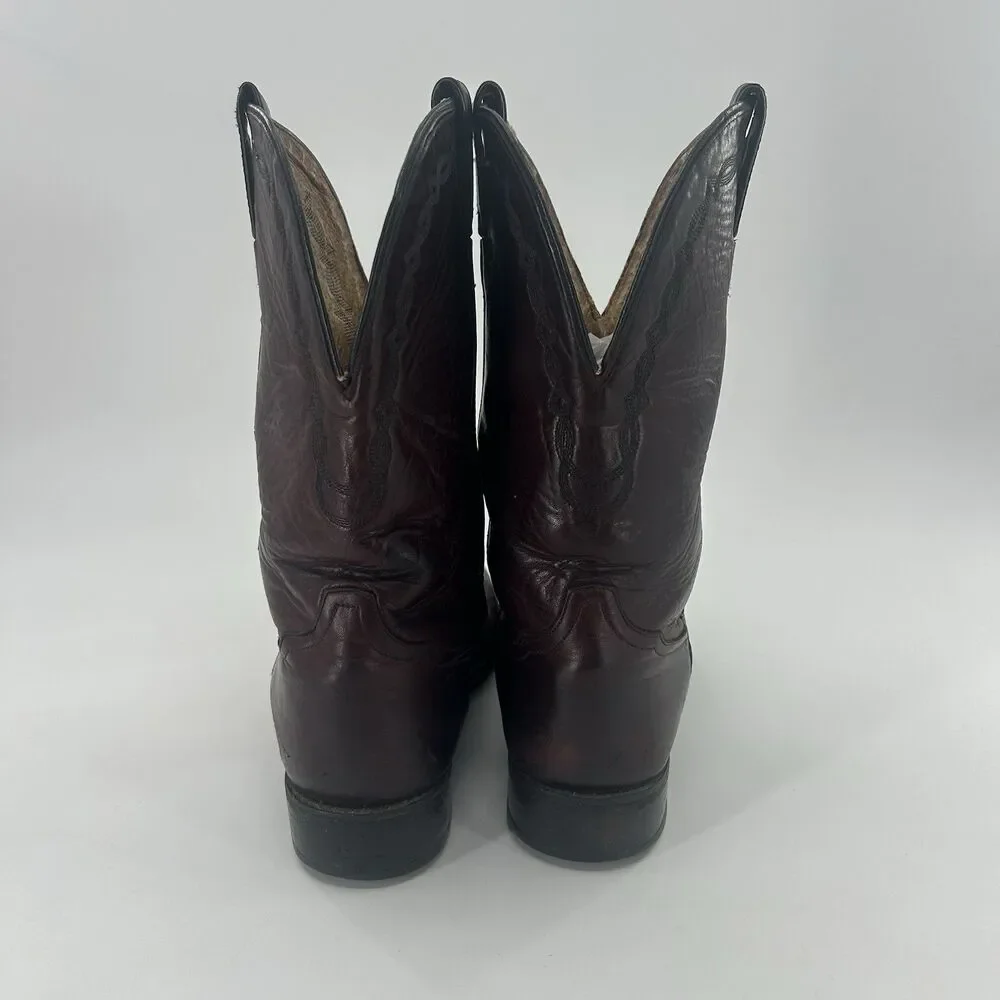 Vintage Tony Lama 0010 Leather Western Cowboy Boots Mens Size 10 Vibram Soles.
